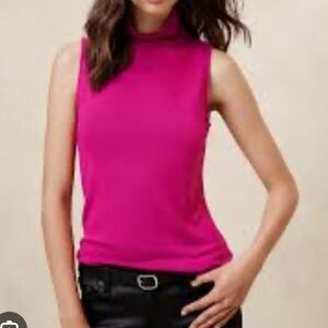 Banana Republic Pink Turtleneck Sleeveless Top- extra small